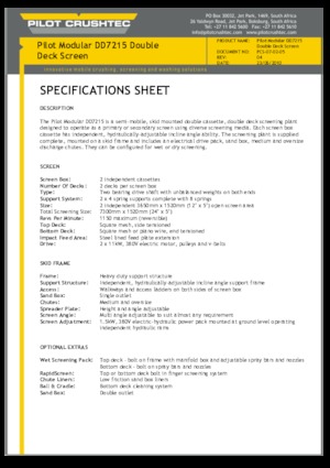 Platas cribadoras móviels Pilot Crushtec DD7215