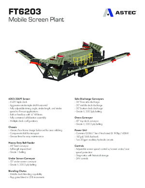 Platas cribadoras móviels Astec FT6203CC