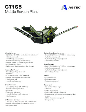 Platas cribadoras móviels Astec GT165MF