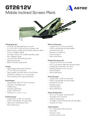Platas cribadoras móviels Astec GT2612V