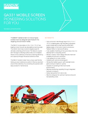 Platas cribadoras móviels Sandvik QA 331