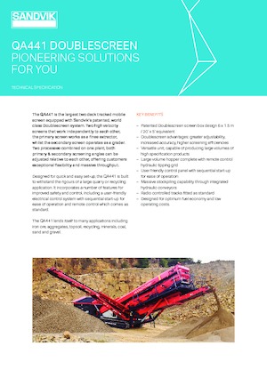 Platas cribadoras móviels Sandvik QA 441