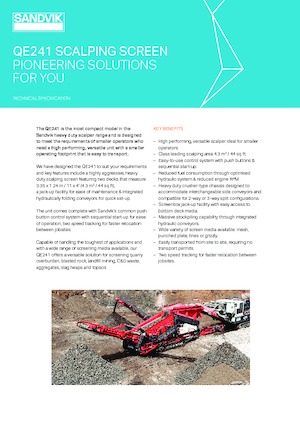 Platas cribadoras móviels Sandvik QE241