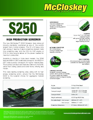 Platas cribadoras móviels McCloskey S250