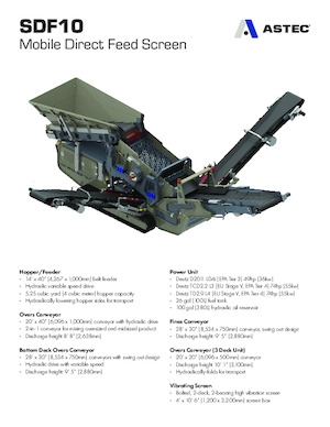 Platas cribadoras móviels Astec SDF10