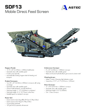 Platas cribadoras móviels Astec SDF13