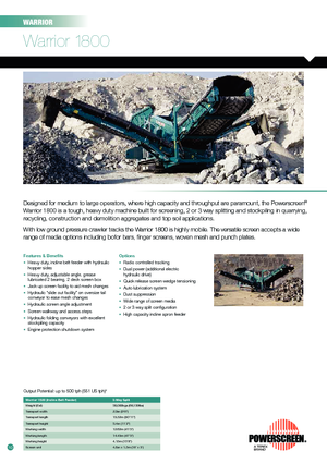 Platas cribadoras móviels Powerscreen Warrior 1800