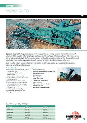 Platas cribadoras móviels Powerscreen Warrior 2400