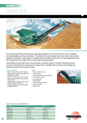 Platas cribadoras móviels Powerscreen Warrior 800 Kette