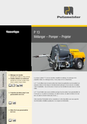 Bombas de hormigón fijas Putzmeister P 13 EMR KA 230