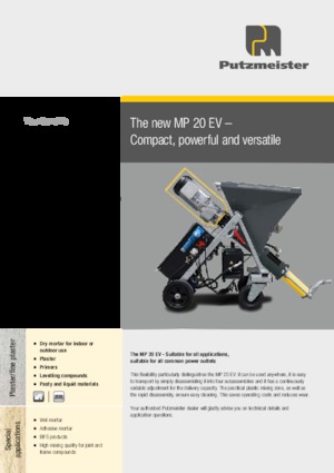 Bombas mezcladoras de mortero Putzmeister MP 20 EV