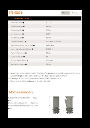 Cabezales refinadores de montaje Erkat ER 400L