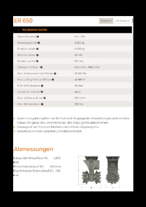 Cabezales refinadores de montaje Erkat ER 650