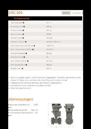 Cabezales refinadores de montaje Erkat ERC 100