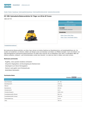 Vibradores planos montables Atlas Copco HC 1050