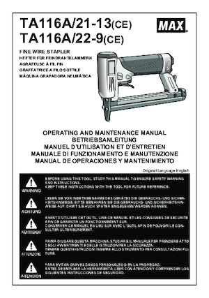Clavadoras y Grapadoras MAX USA CORP. TA116A/21-13