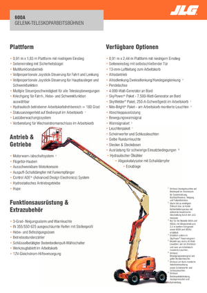 Plataformas articuladas de ruedas JLG 600A