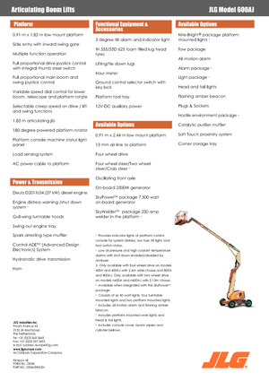 Plataformas articuladas de ruedas JLG 600AJ