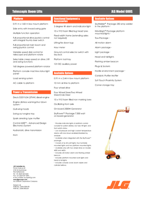 Plataformas telescópicas de ruedas JLG 600S