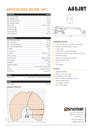 Plataformas articuladas de ruedas Snorkel A85JRT