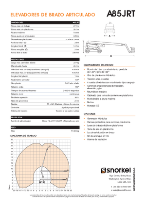 Plataformas articuladas de ruedas Snorkel A85JRT