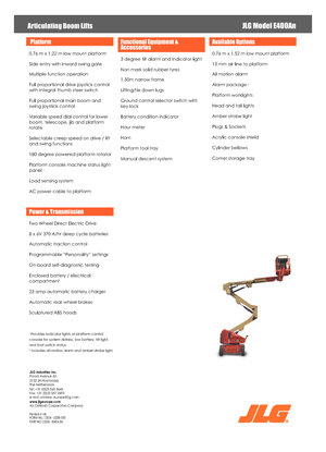 Plataformas articuladas de ruedas JLG E400AN