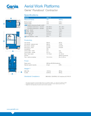 Plataformas telescópicas de ruedas Genie GRC-12 Runabout