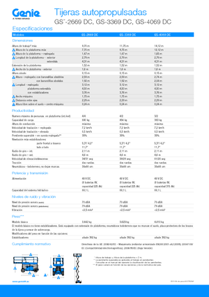 Plataformas de tijeras de ruedas Genie GS-3369 DC