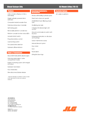 Plataformas de tijeras de ruedas JLG Liftlux 210-25