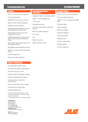 Plataformas articuladas de ruedas JLG M400AJP
