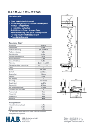 Plataformas de tijeras de ruedas HAB S 105-12 E 2WD