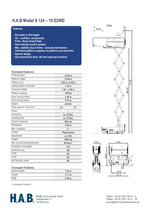 Plataformas de tijeras de ruedas HAB S 124-10 E 2WD