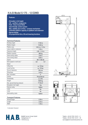Plataformas de tijeras de ruedas HAB S 175-12 E 2WD