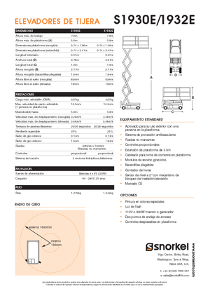 Plataformas de tijeras de ruedas Snorkel S1930E