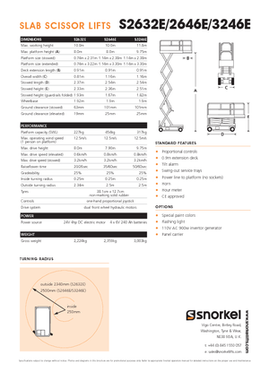 Plataformas de tijeras de ruedas Snorkel S3246E
