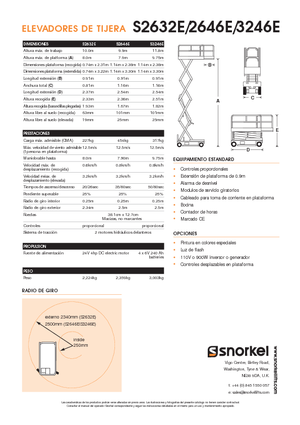 Plataformas de tijeras de ruedas Snorkel S3246E