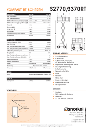 Plataformas de tijeras de ruedas Snorkel S2770RT