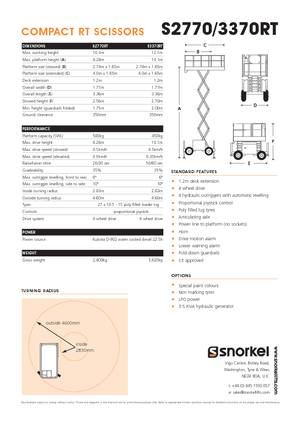 Plataformas de tijeras de ruedas Snorkel S2770RT
