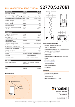 Plataformas de tijeras de ruedas Snorkel S2770RT