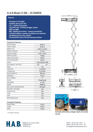 Plataformas de tijeras de ruedas HAB S 280-25 D 4WD S