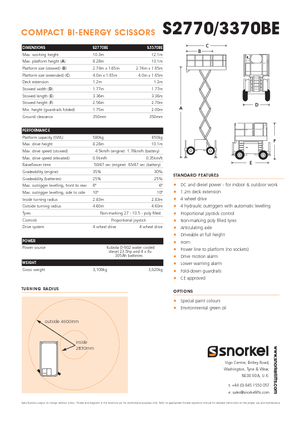 Plataformas de tijeras de ruedas Snorkel S3370BE