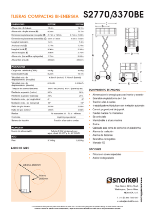 Plataformas de tijeras de ruedas Snorkel S3370BE