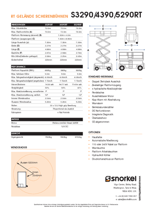 Plataformas de tijeras de ruedas Snorkel S 4390 RT