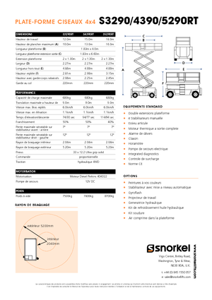 Plataformas de tijeras de ruedas Snorkel S 4390 RT