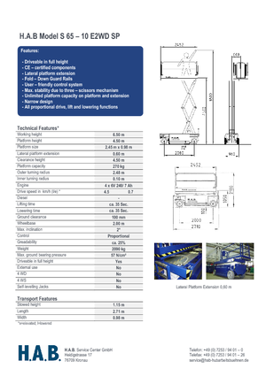 Plataformas de tijeras de ruedas HAB S 65-10 E 2WD SP