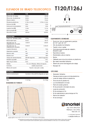 Plataformas telescópicas de ruedas Snorkel T126J