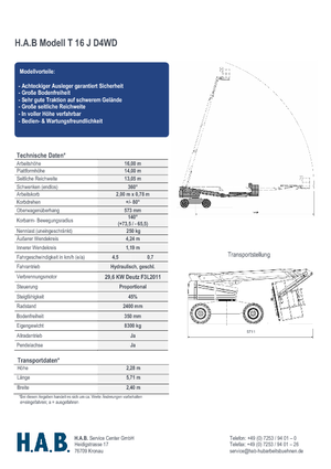 Plataformas telescópicas de ruedas HAB T 16 JD 4WD