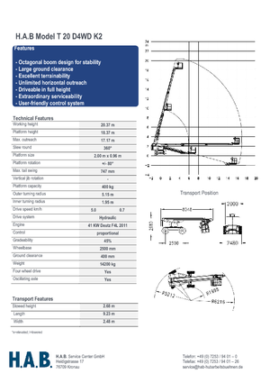 Plataformas telescópicas de ruedas HAB T 20 D 4WD K2