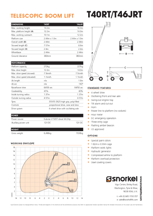 Plataformas telescópicas de ruedas Snorkel T40RT