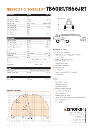Plataformas telescópicas de ruedas Snorkel T60RT